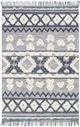 Gakona High-Low Cream&Blue Wool Rug - Clearance - Ornate Home