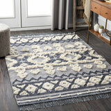 Gakona High-Low Cream&Blue Wool Rug - Clearance - Ornate Home