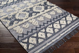 Gakona High-Low Cream&Blue Wool Rug - Clearance - Ornate Home