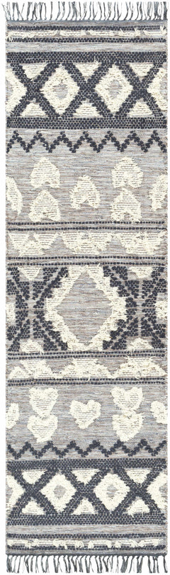 Gakona High-Low Cream&Blue Wool Rug - Clearance - Ornate Home