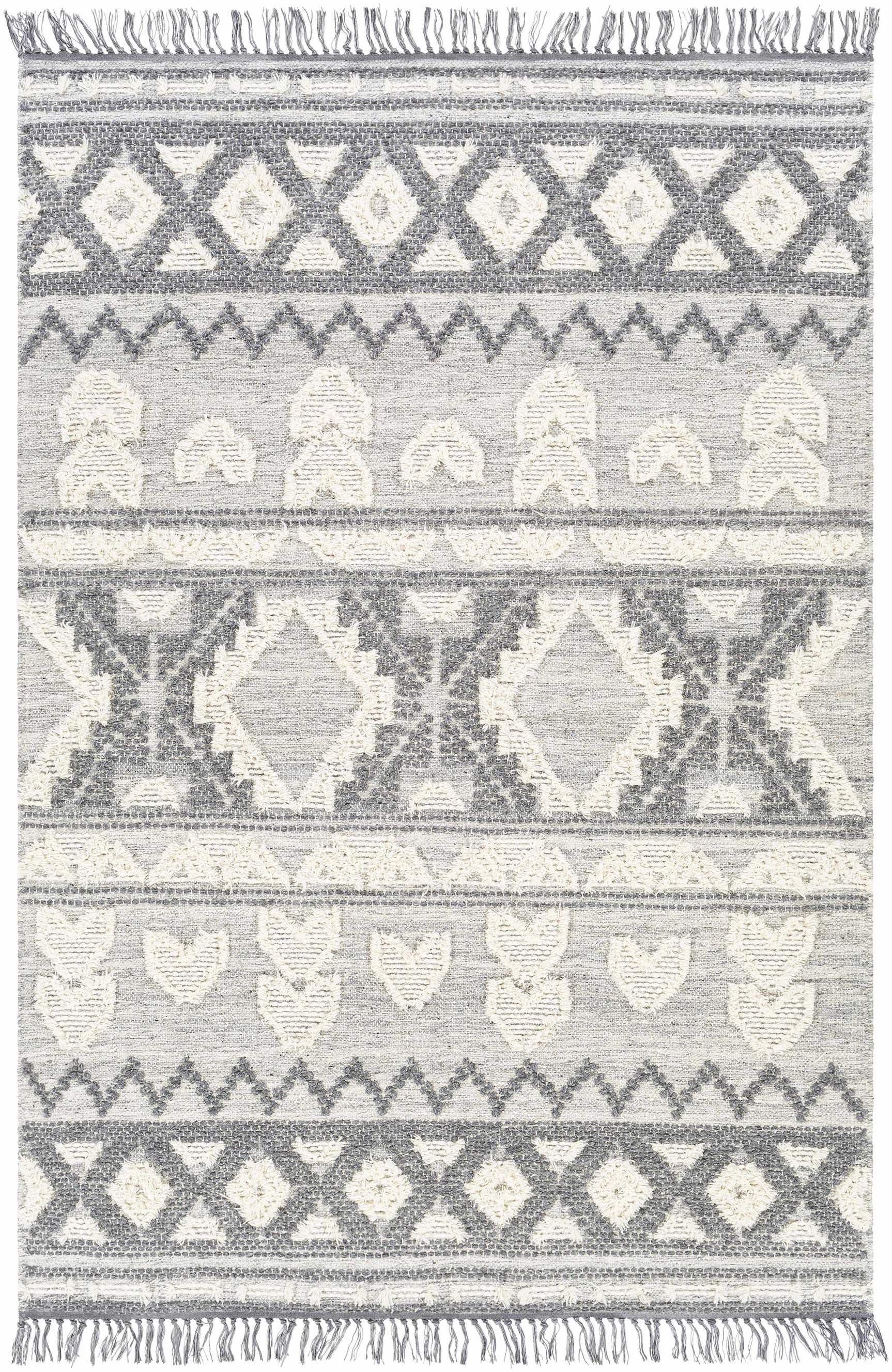 Gakona High-Low Cream&Charcoal Wool Rug - Clearance - Ornate Home