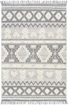 Gakona High-Low Cream&Charcoal Wool Rug - Clearance - Ornate Home