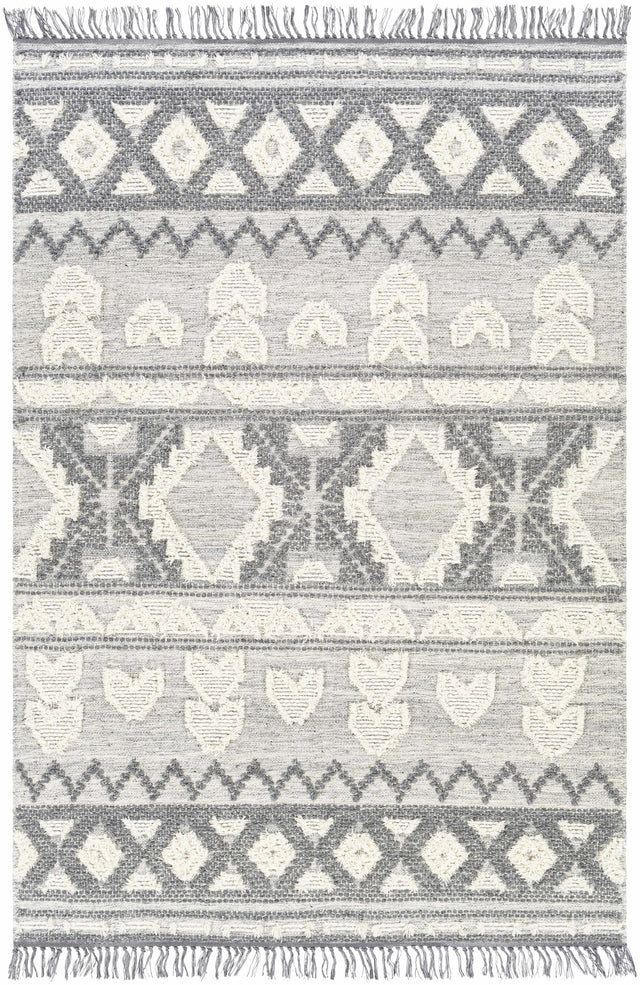 Gakona High-Low Cream&Charcoal Wool Rug - Clearance - Ornate Home
