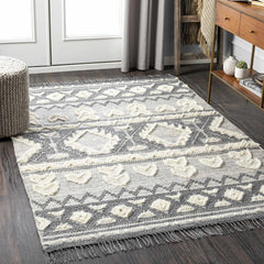 Gakona High-Low Cream&Charcoal Wool Rug - Clearance - Ornate Home