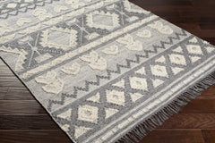 Gakona High-Low Cream&Charcoal Wool Rug - Clearance - Ornate Home