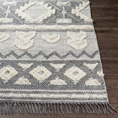Gakona High-Low Cream&Charcoal Wool Rug - Clearance - Ornate Home