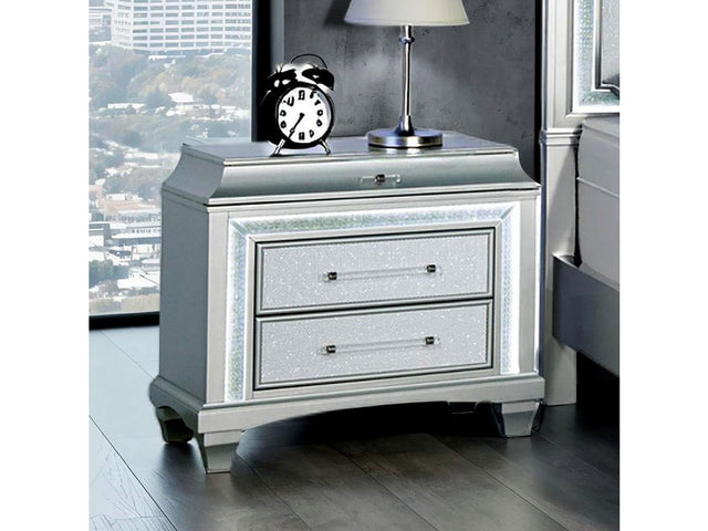 Galea Gray Nightstand w/ LED - Ornate Home