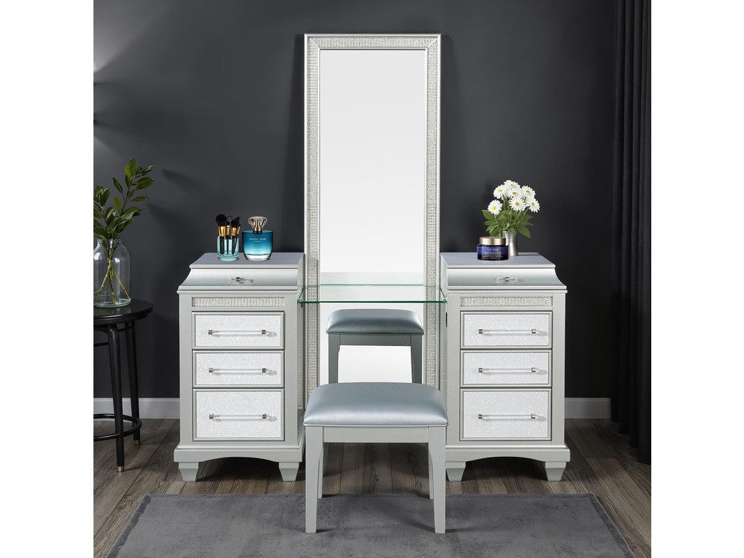 Galea Gray Vanity w/ Stool - Ornate Home