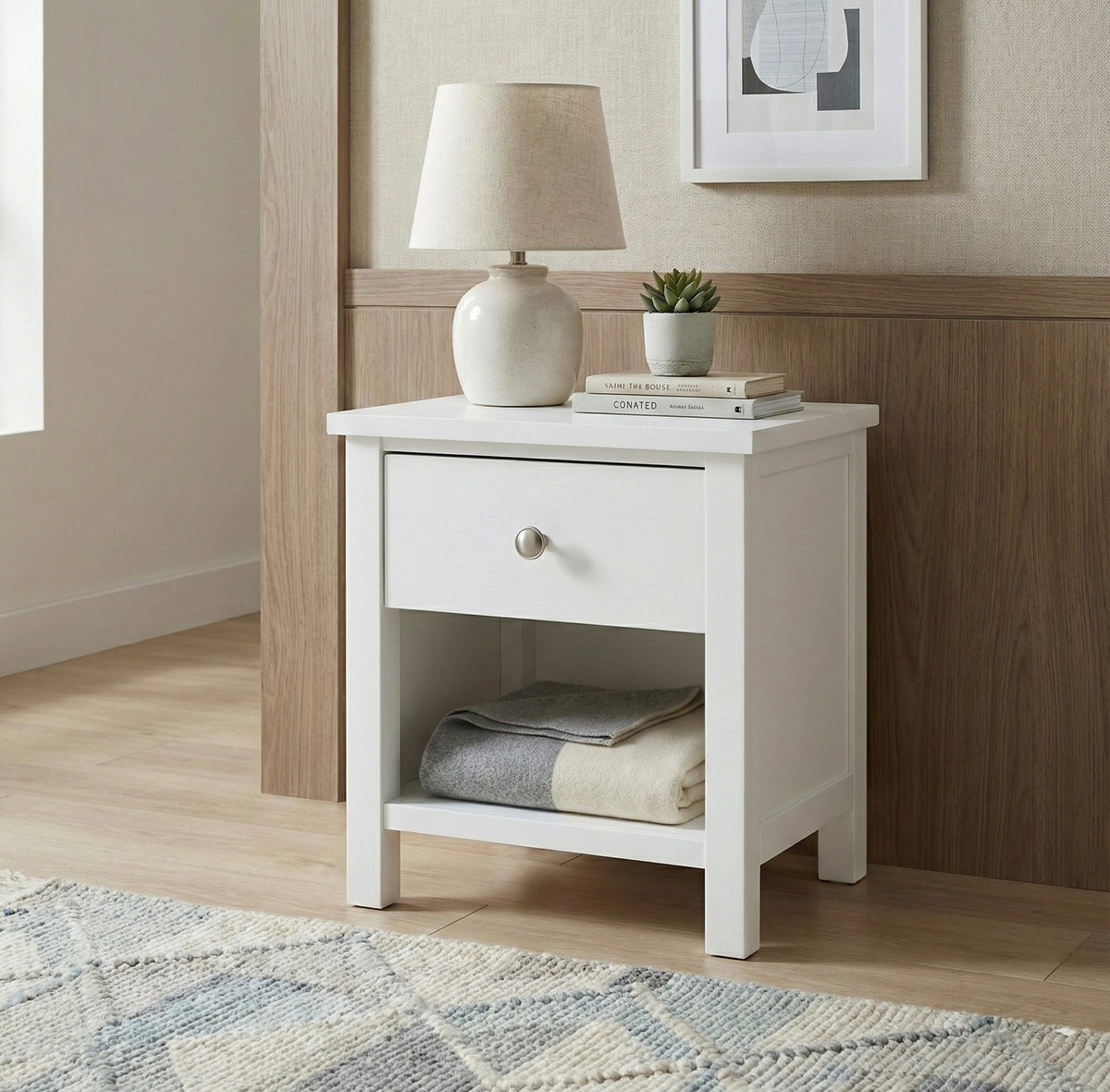 Galen White 1-Drawer Nightstand - Ornate Home