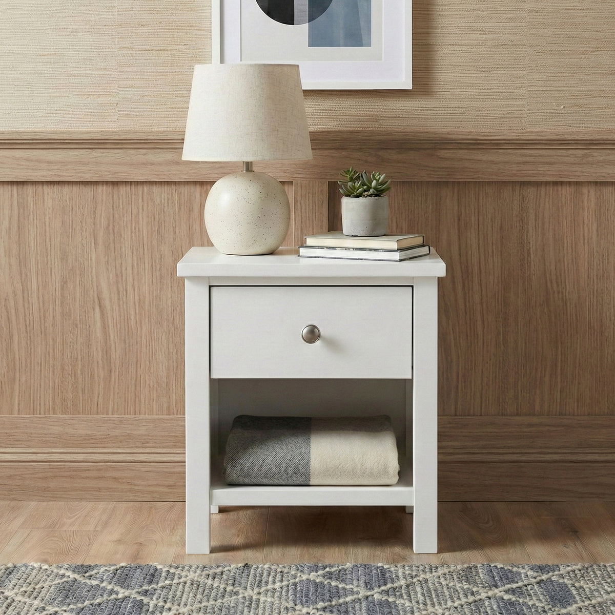 Galen White 1-Drawer Nightstand - Ornate Home