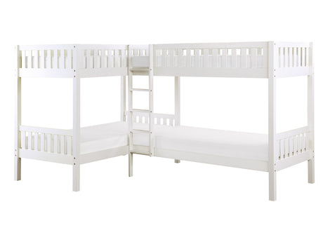 Galen White Corner Bunk Bed - Ornate Home