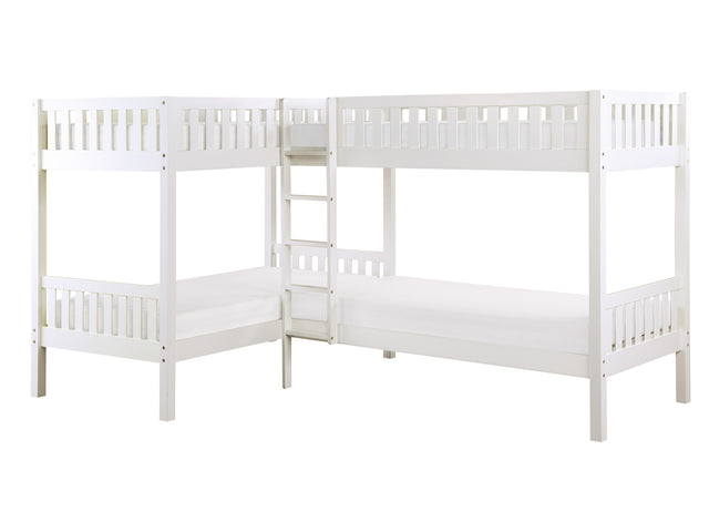 Galen White Corner Bunk Bed - Ornate Home