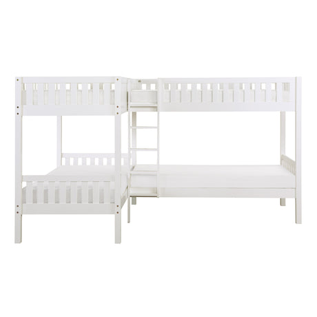 Galen White Corner Bunk Bed - Ornate Home