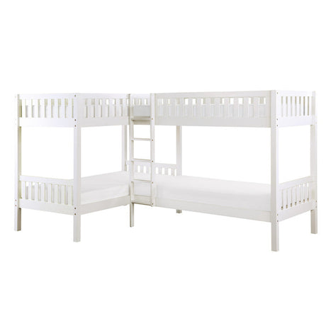 Galen White Corner Bunk Bed - Ornate Home