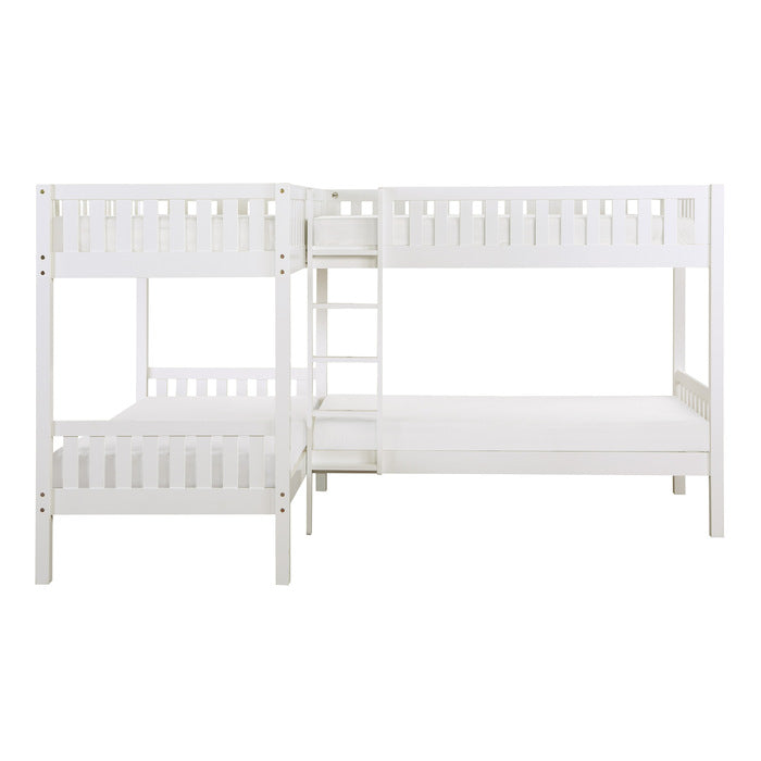 Galen White Corner Bunk Bed - Ornate Home