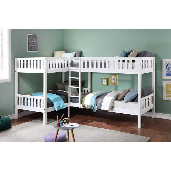 Galen White Corner Bunk Bed - Ornate Home