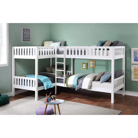 Galen White Corner Bunk Bed - Ornate Home
