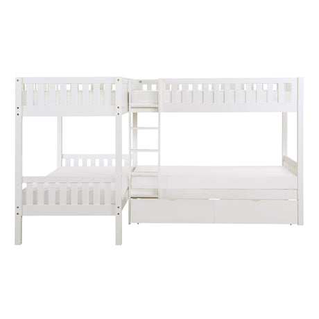 Galen White Corner Bunk Bed - Ornate Home