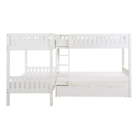 Galen White Corner Bunk Bed - Ornate Home