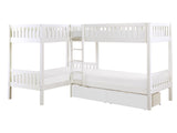 Galen White Corner Bunk Bed With Storage Boxes - Ornate Home