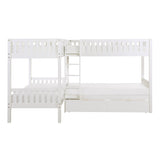 Galen White Corner Bunk Bed With Storage Boxes - Ornate Home