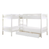 Galen White Corner Bunk Bed With Storage Boxes - Ornate Home