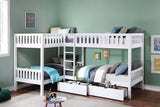Galen White Corner Bunk Bed With Storage Boxes - Ornate Home