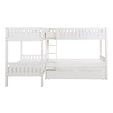 Galen White Corner Bunk Bed With Storage Boxes - Ornate Home