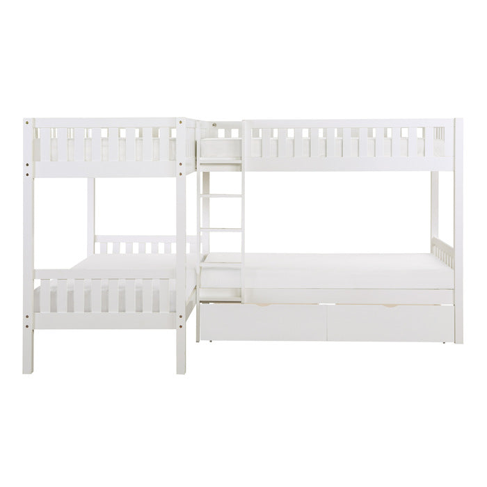 Galen White Corner Bunk Bed With Storage Boxes - Ornate Home