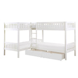 Galen White Corner Bunk Bed With Storage Boxes - Ornate Home