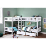 Galen White Corner Bunk Bed With Storage Boxes - Ornate Home