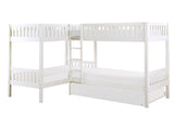 Galen White Corner Bunk Bed with Twin Trundle - Ornate Home