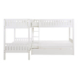 Galen White Corner Bunk Bed with Twin Trundle - Ornate Home
