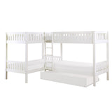 Galen White Corner Bunk Bed with Twin Trundle - Ornate Home