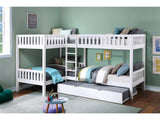 Galen White Corner Bunk Bed with Twin Trundle - Ornate Home