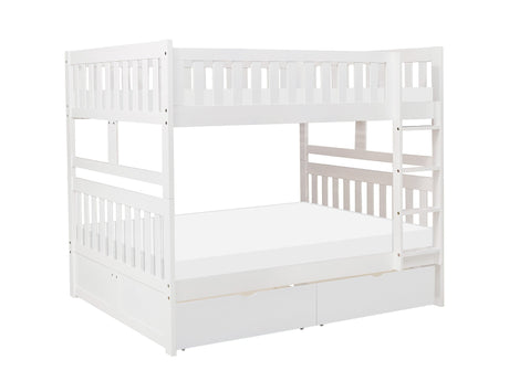 Galen White Full/Full Bunk Bed With Storage Boxes - Ornate Home