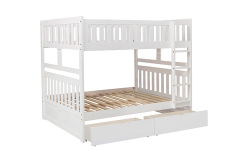 Galen White Full/Full Bunk Bed With Storage Boxes - Ornate Home