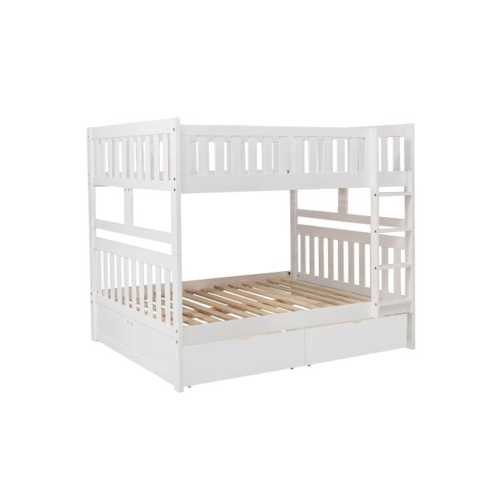 Galen White Full/Full Bunk Bed With Storage Boxes - Ornate Home
