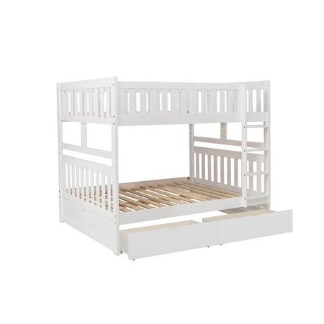 Galen White Full/Full Bunk Bed With Storage Boxes - Ornate Home