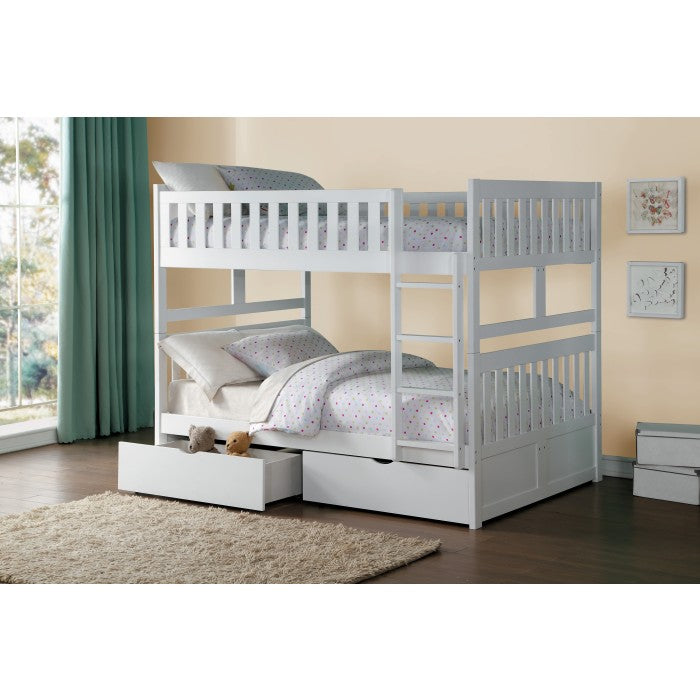 Galen White Full/Full Bunk Bed With Storage Boxes - Ornate Home