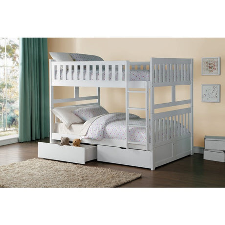 Galen White Full/Full Bunk Bed With Storage Boxes - Ornate Home