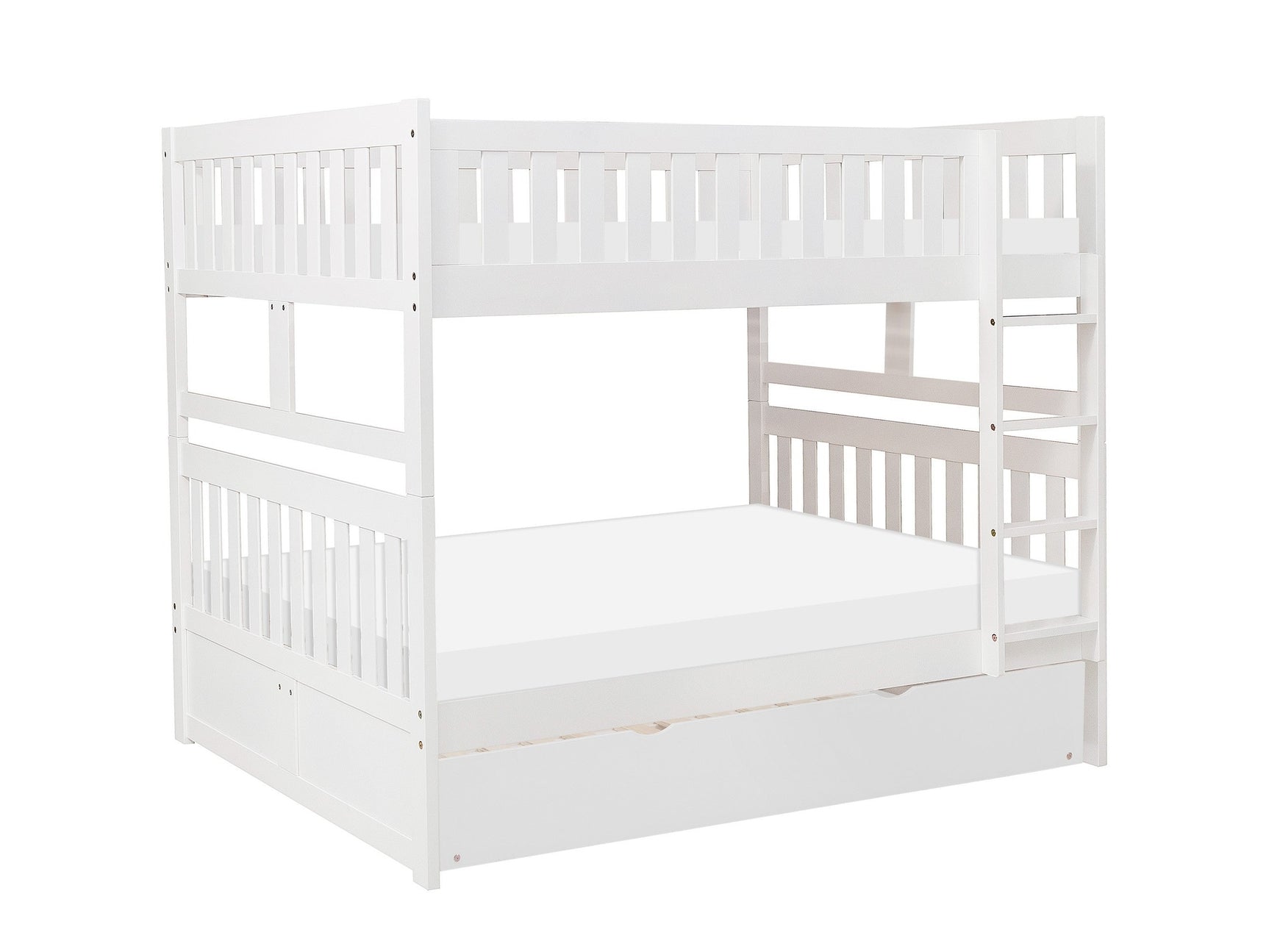 Galen White Full/Full Bunk Bed with Twin Trundle - Ornate Home