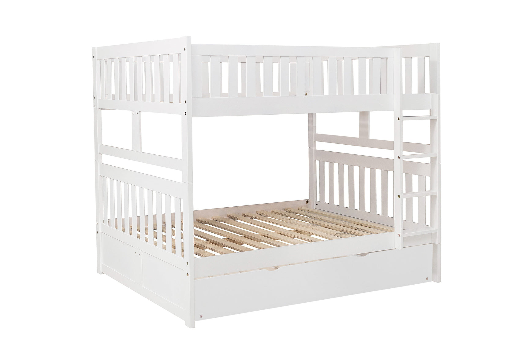 Galen White Full/Full Bunk Bed with Twin Trundle - Ornate Home