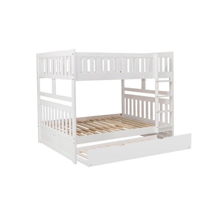 Galen White Full/Full Bunk Bed with Twin Trundle - Ornate Home