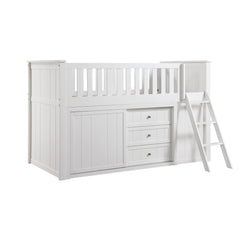 Galen White Low Loft Bunk With Bookcase And 2 Dressers - Ornate Home