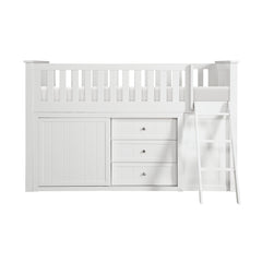 Galen White Low Loft Bunk With Bookcase And 2 Dressers - Ornate Home