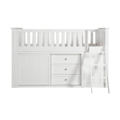 Galen White Low Loft Bunk With Bookcase And 2 Dressers - Ornate Home