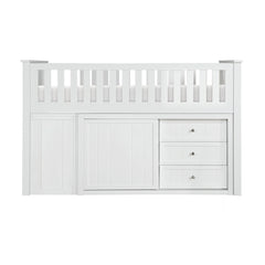 Galen White Low Loft Bunk With Bookcase And 2 Dressers - Ornate Home