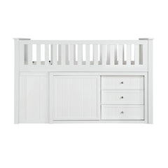 Galen White Low Loft Bunk With Bookcase And 2 Dressers - Ornate Home