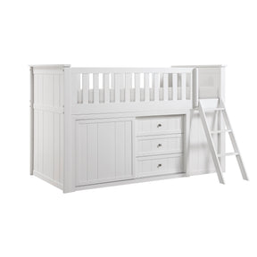 Galen White Low Loft Bunk With Bookcase And 2 Dressers - Ornate Home